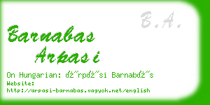 barnabas arpasi business card